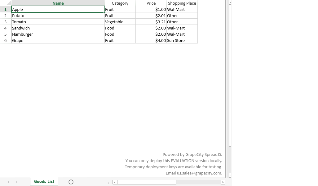 React Excel XLSX Viewer