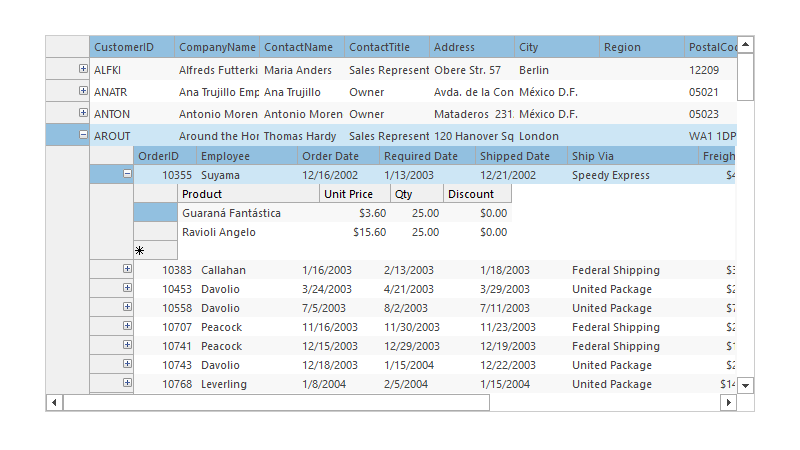 WinForms DataGrid Detail Row