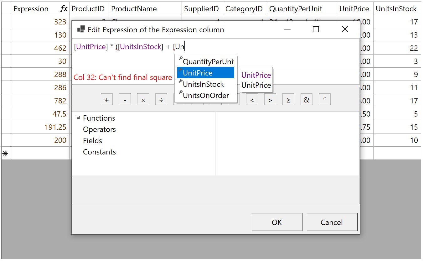 WinForms Datagrid Formula
