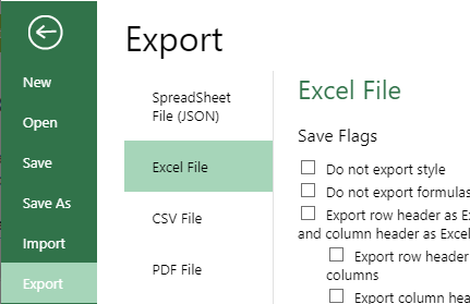 Open and Save Files - JavaScript Excel-like Ribbon