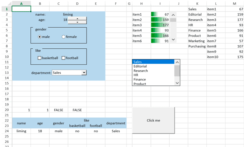 SpreadJS v16 - Form Controls