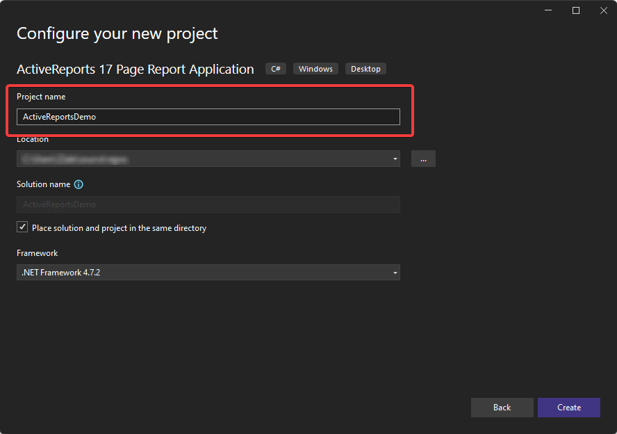Configure New .NET Report Visual Studio