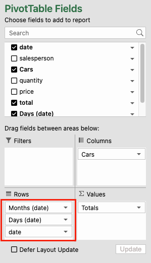 Auto-Group Date Field in Pivot Panel in JavaScript Spreadsheet Control