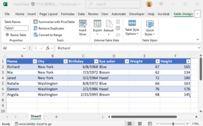 Create XLSX Tables