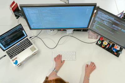 Web developers working at a desk