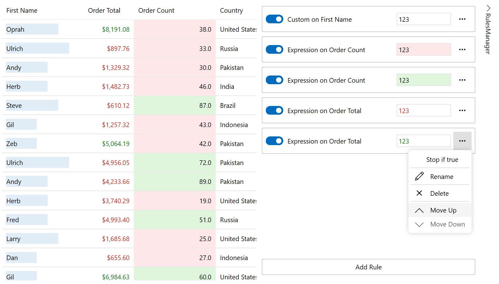 Rules Manager FlexGrid