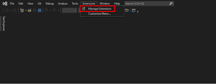 Manage Extensions Visual Studio