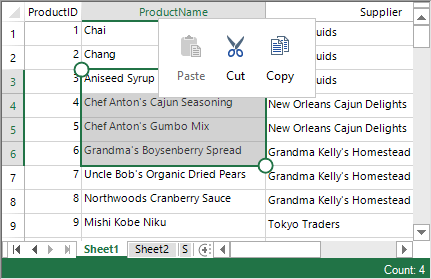 WinForms Spreadsheet Touch