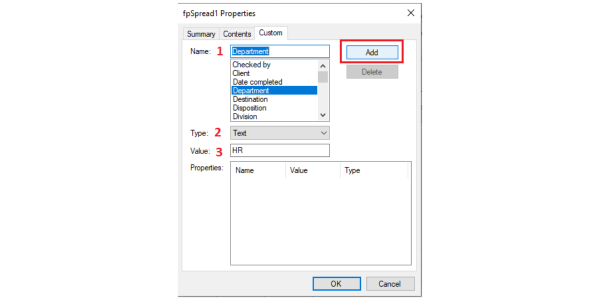 Set Custom Document Properties in .NET Spreadsheet