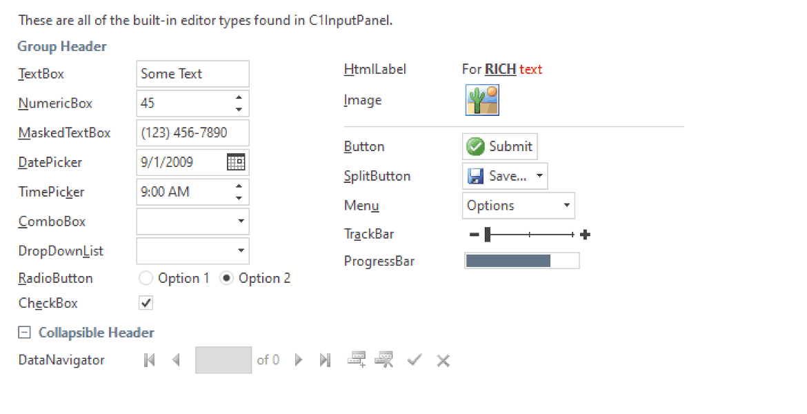 WinForms Input Built-in Editors