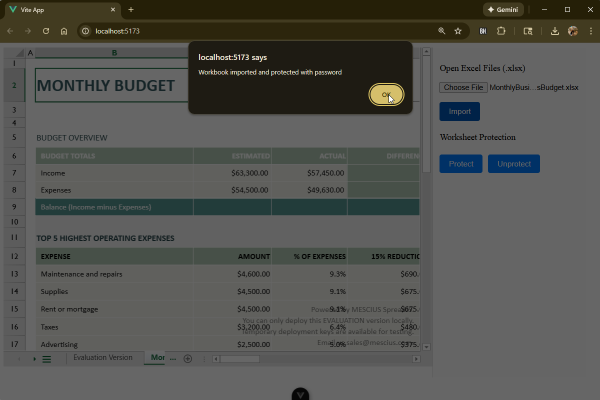 Protect Vue Spreadsheet Data - Creating an Excel Viewer Application