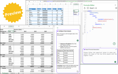 JavaScript Spreadsheet AI Add-On Preview