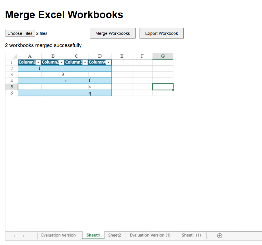 Merge the Selected Workbooks in a JavaScript Spreadsheet Application | Developer Tutorial Demo