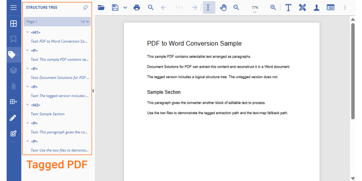 Tagged PDF Example for PDF to Word Docx Conversion Sample App | .NET Developer Tutorial