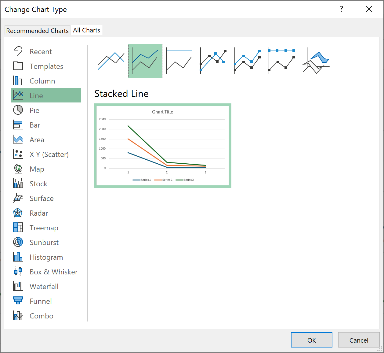 Excel change chart type