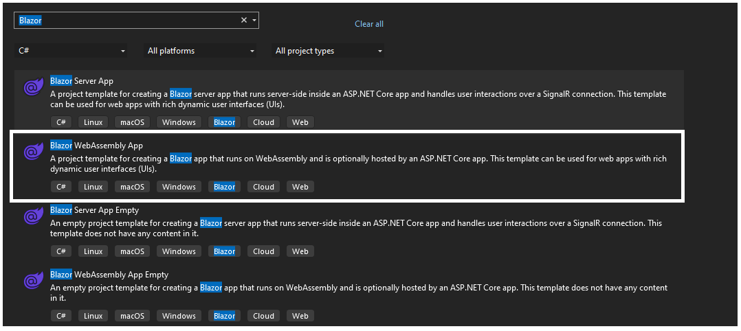 Blazor WebAssembly UI