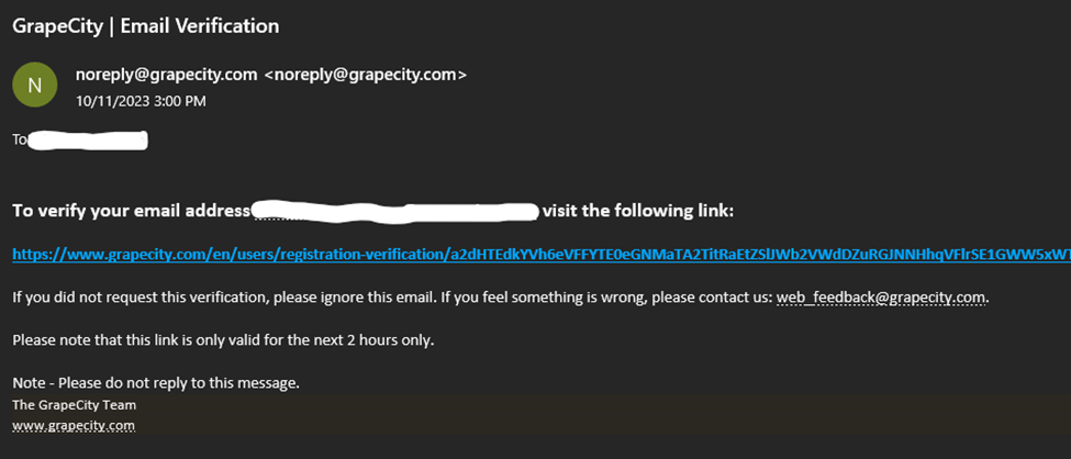 Email Verification Screenshot