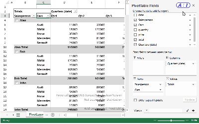 JavaScript Spreadsheet Pivot Table AI generation and analysis in Web Apps
