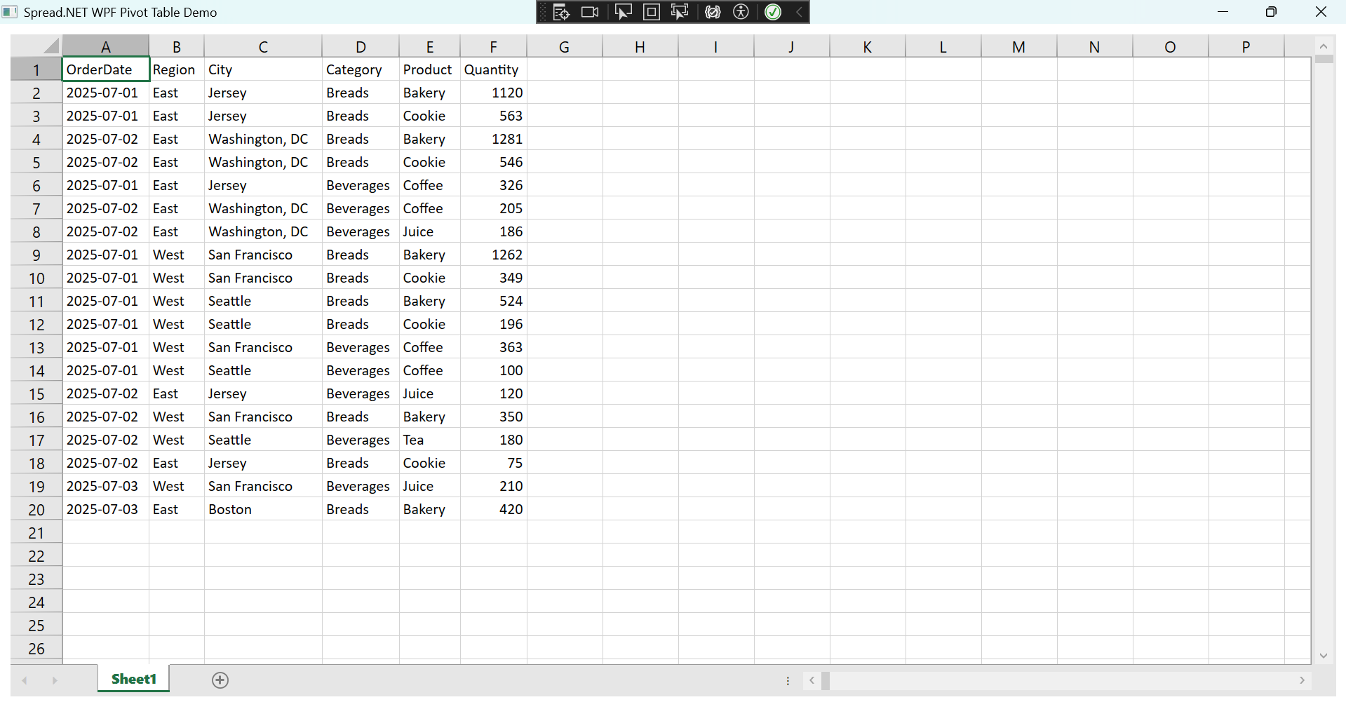 Add Sample Data for the WPF PivotTable App | Developer Tutorial