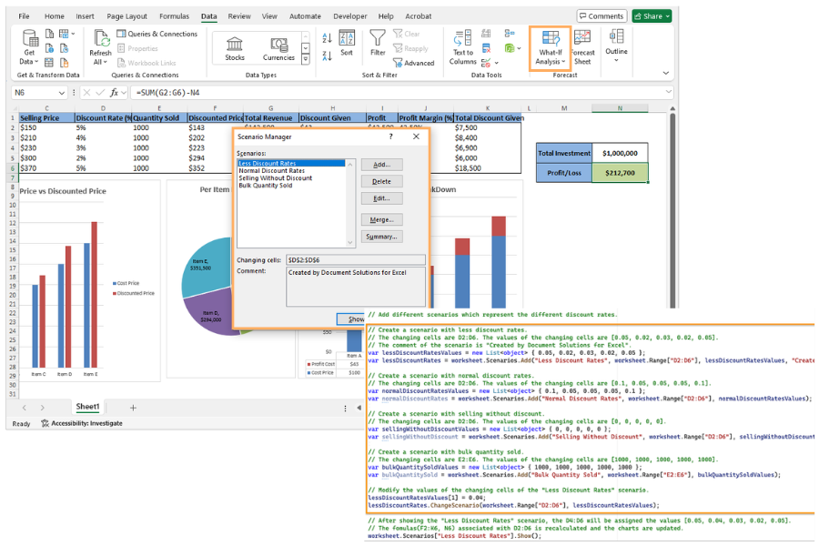 Add and manage Scenarios in What-If analysis in Java Excel Files