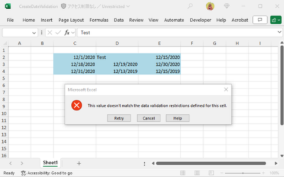 Data Validation in Generate XLSX File