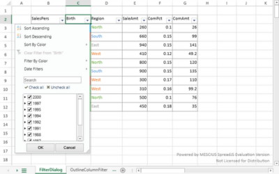 Filtering in JavaScript Spreadsheet Controls