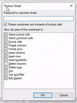 .NET WinForms Spreadsheet UI/UX Controls Built-In Protect Sheet Dialogue