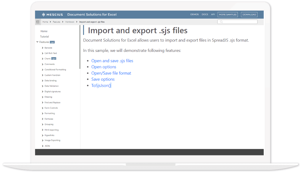 Import/Export .sjs files in .NET and Java Apps