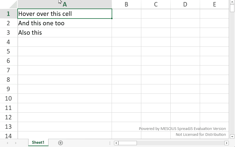 Customize JS Spreadsheet Cell Hover Styling | SpreadJS Developer Solution