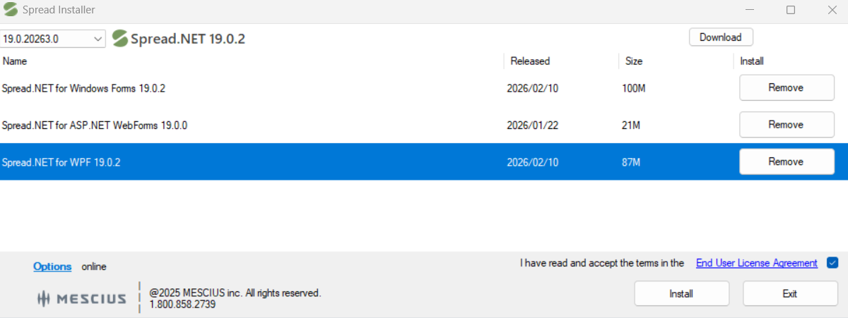 Spread .NET Installer for the WPF Spreadsheet Control | Developer Solution