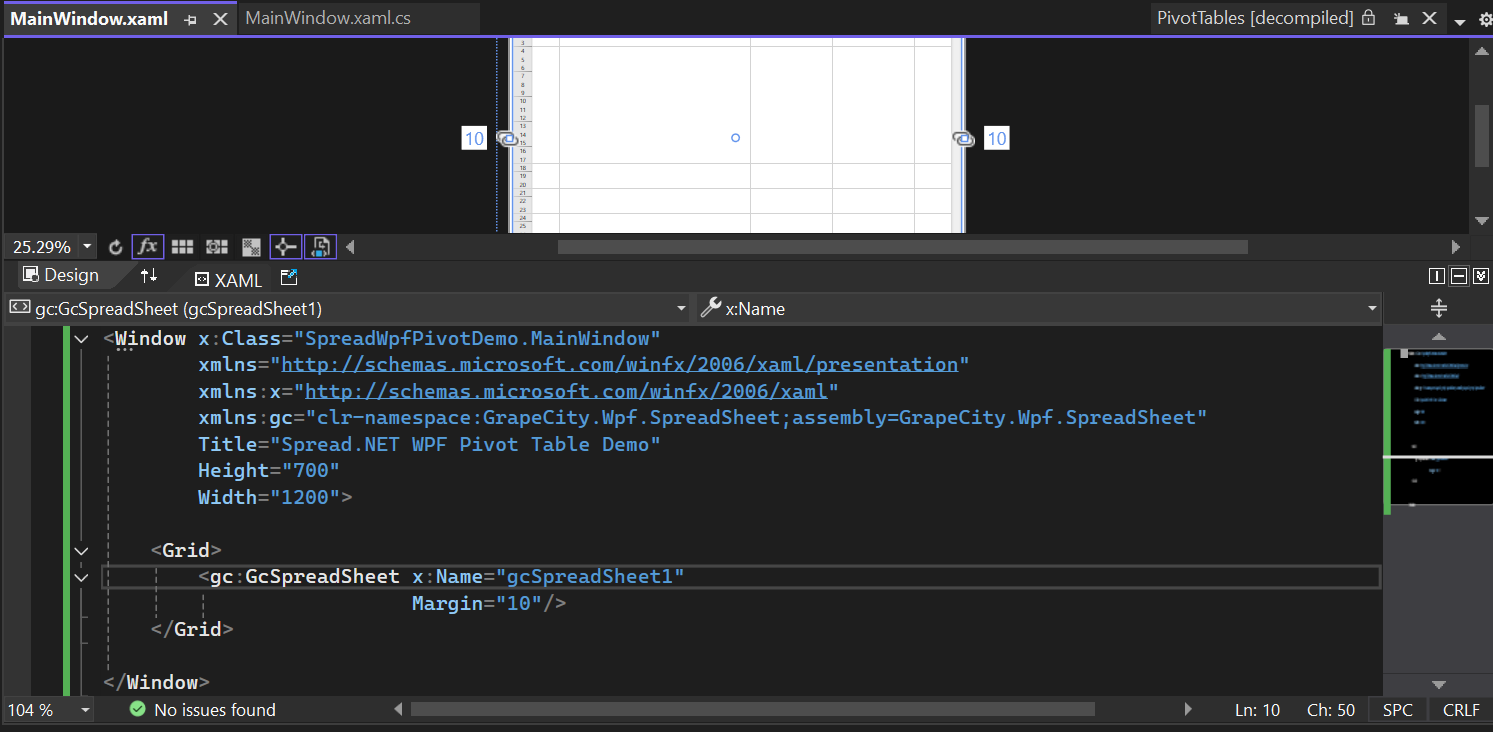 Add the GcSpreadSheet Control to a WPF .NET App