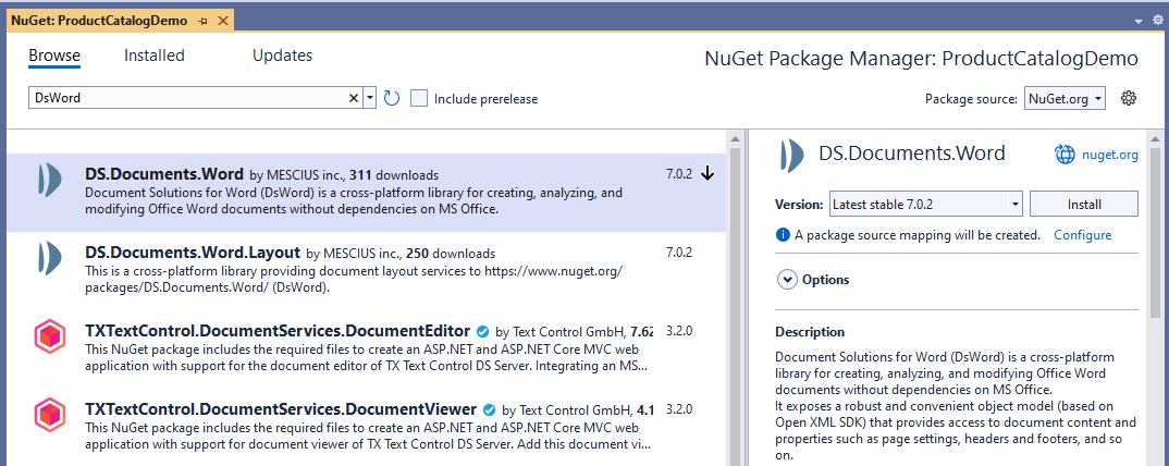 .NET C# Word API NuGet Package - Document Solutions for Word