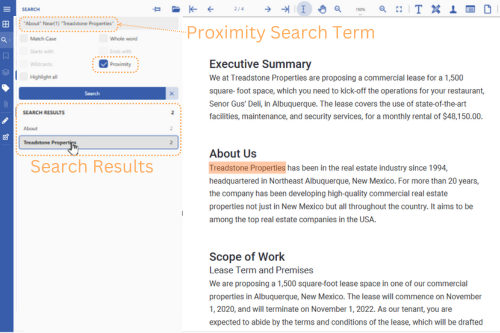 Advanced Proximity Search in JavaScript PDF Viewer Control