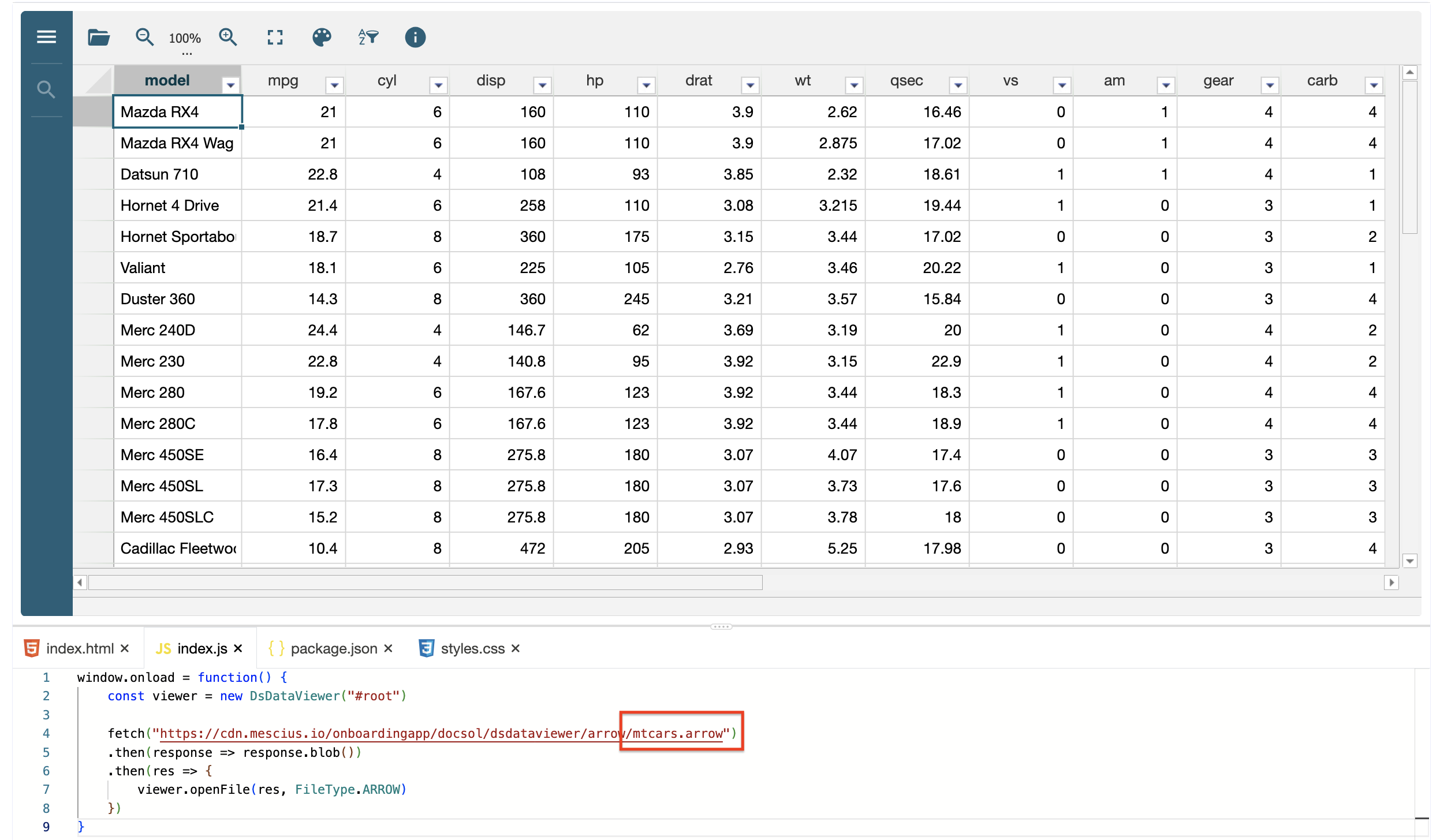 Open Arrow File in JavaScript Applications