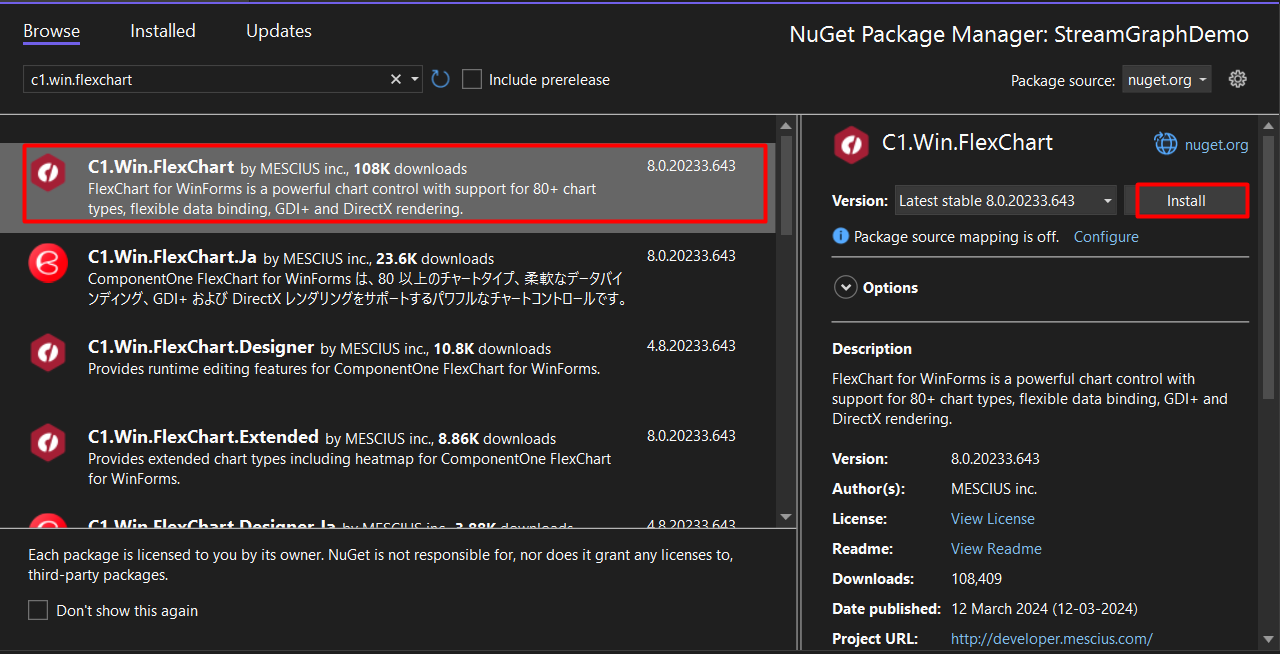 C# .NET Streamgraph_Nuget