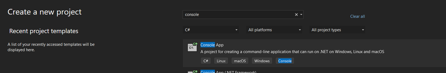 new Console application