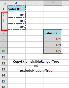 Copy Skip Invisible Ranges in C# .NET Spreadsheets