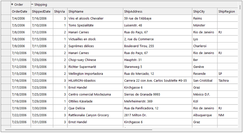 .NET DataGrid Column Bands