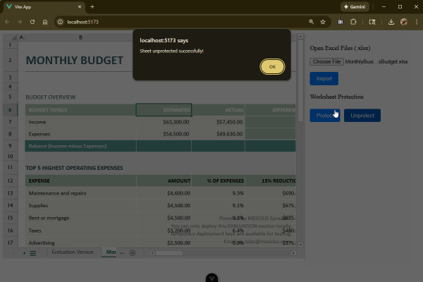Protect Imported Excel Files Data Allowing Users to Only View the File