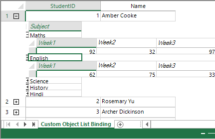 Data Binding with a .NET Spreadsheet Control