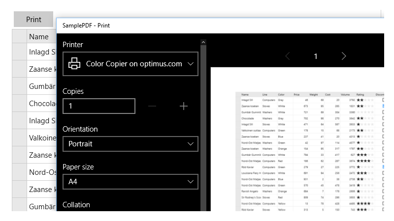 .NET DataGrid Printing