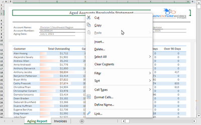 .NET Spreadsheet Context Menus