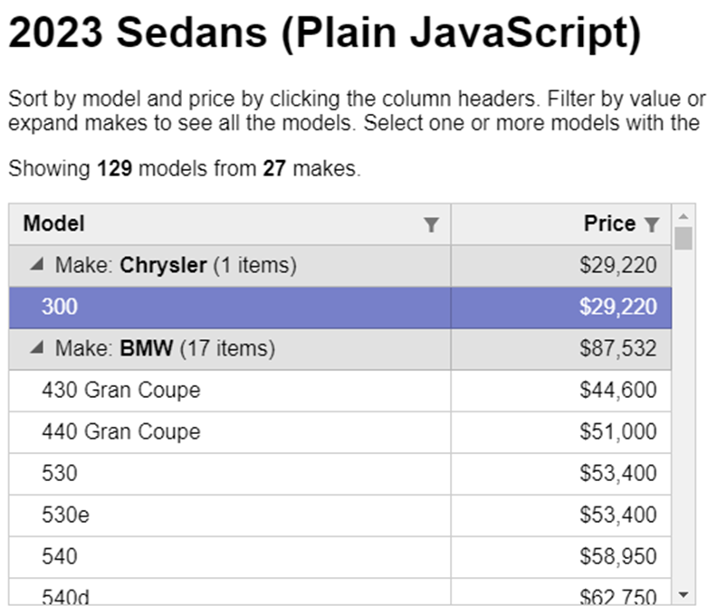 JavaScript Datagrid Example