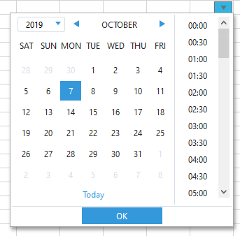 SpreadJS v13 - Calendar Celltype