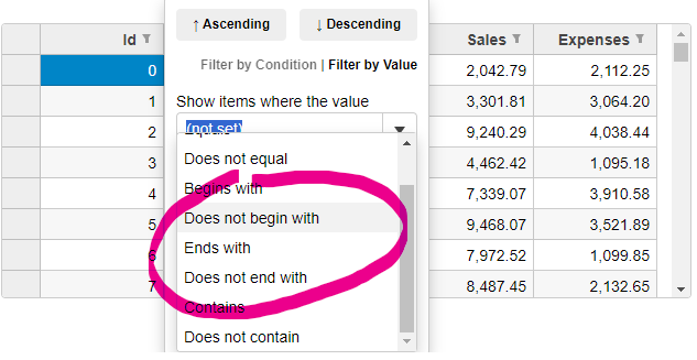 Filter Conditions