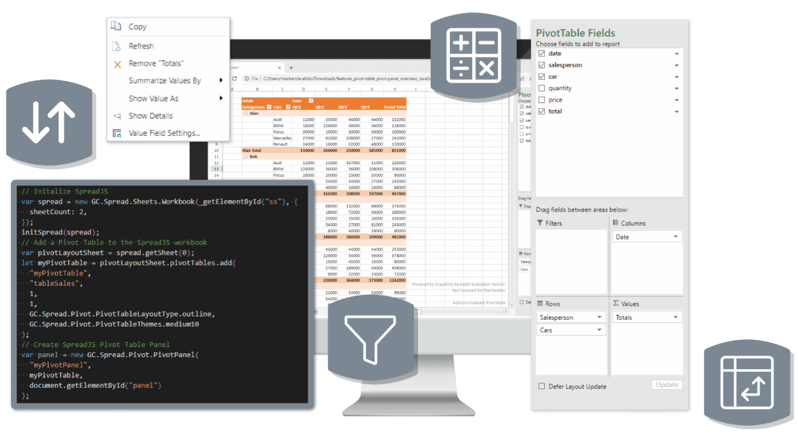 Familiar Pivot Table UI and Experience in Web Applications