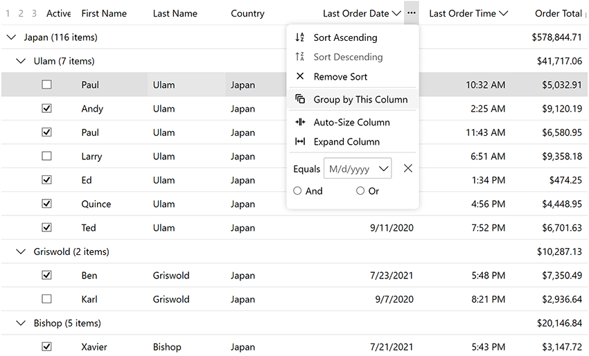.NET DataGrid Grouping