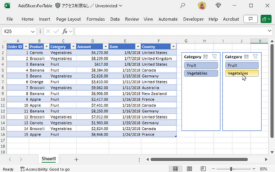 Add Excel Table Slicers using C#