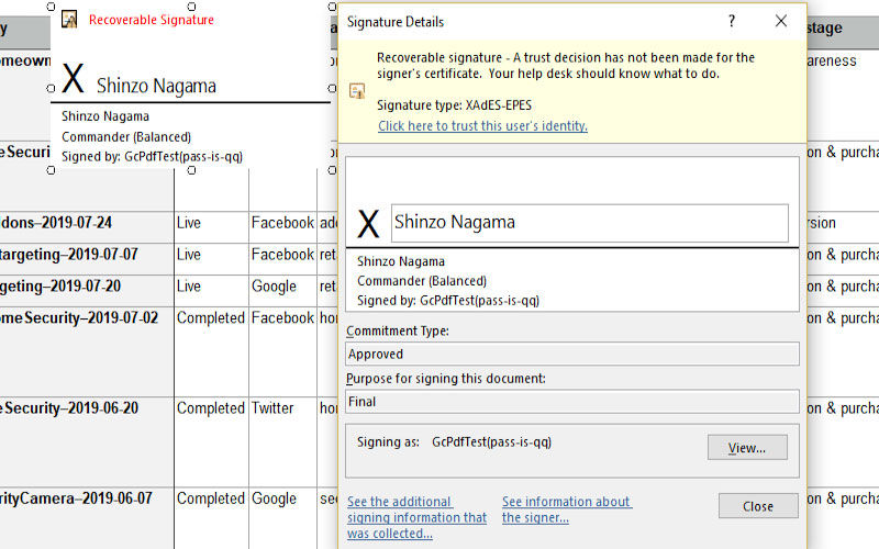 Digital Signatures Support in Excel Spreadsheets using GrapeCity Documents for Excel Java v3.2