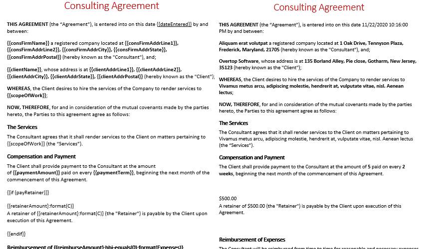 Examples of Consulting Agreements Templates Supported by .NET Word APIs
